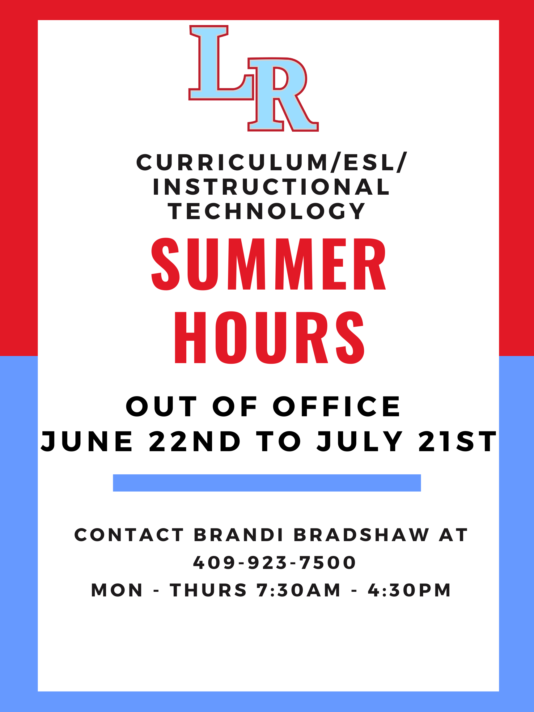 Teaching & Learning Summer Hours